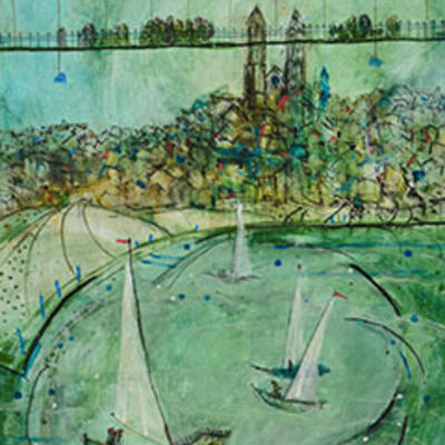 Klaus Fezer_Boote auf der Elbe_2025_Eitempera auf Karton_80x60 Kopie