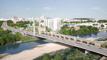 Bild vergrößern: Neue Pylonbrücke über die Alte Elbe