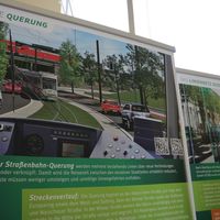 Informationstafeln über den Straßenbahnverkehr in Magdeburg