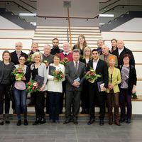 OB Dr. Lutz Trümper, Wolfgang Beck, Sozialbeigeordnete Simone Borris und die Integrationslotsen
