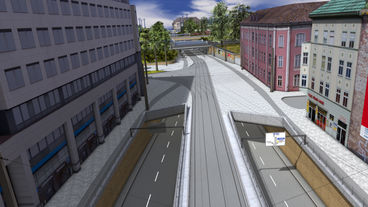 Eine Visualisierung aus dem Jahr 2012 zeigt die späteren Tunnelportale. Die Gestaltung wird derzeit im Rahmen des Masterplans angepasst.