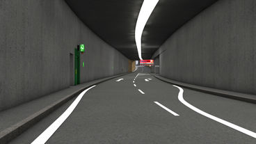 Tunnelröhre Süd mit Zufahrt zum Parkhaus City Carré