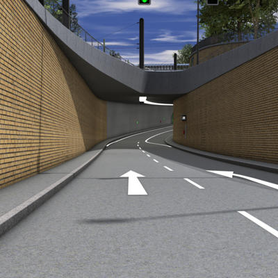 Tunneleinfahrt für den Verkehr stadteinwärts