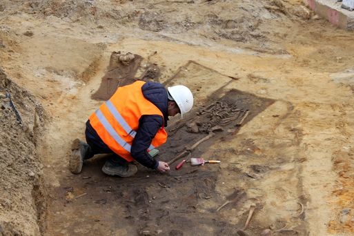 Ein Team aus den Bereichen Archäologie und Anthropologie untersucht die Überreste. 