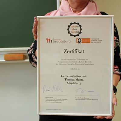 Zertifikat für die Gemeinschaftsschule »Thomas Mann« Magdeburg 
