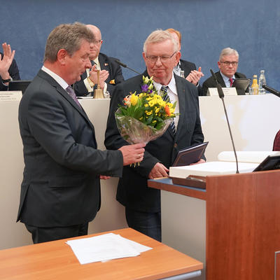 Günter Schindehütte und Oberbürgermeister Dr. Trümper