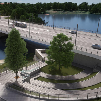 Visualisierung Neue Strombrücke Magdeburg zwischen Zollbrücke und Rahmen