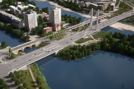 Visualisierung: Draufsicht auf den neuen Brückenzug über Zollelbe und Alte Elbe