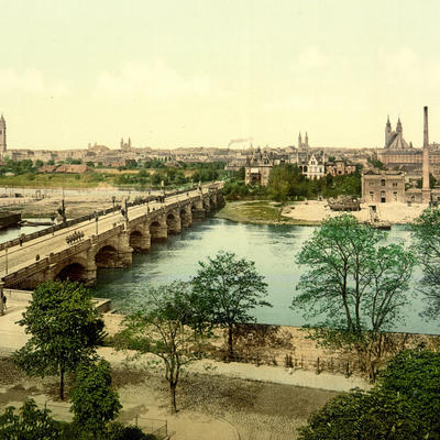 Plattenaufnahme von Magdeburg mit Langer Brücke