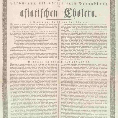 Flugblatt von 1832 mit einer Anleitung zur Vermeidung von Cholera