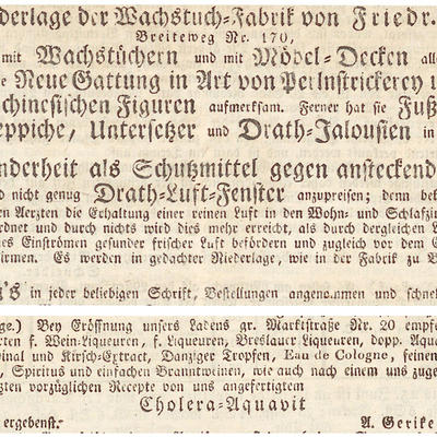Werbeanzeigen der historischen Magdeburgischen Zeitung von 1831