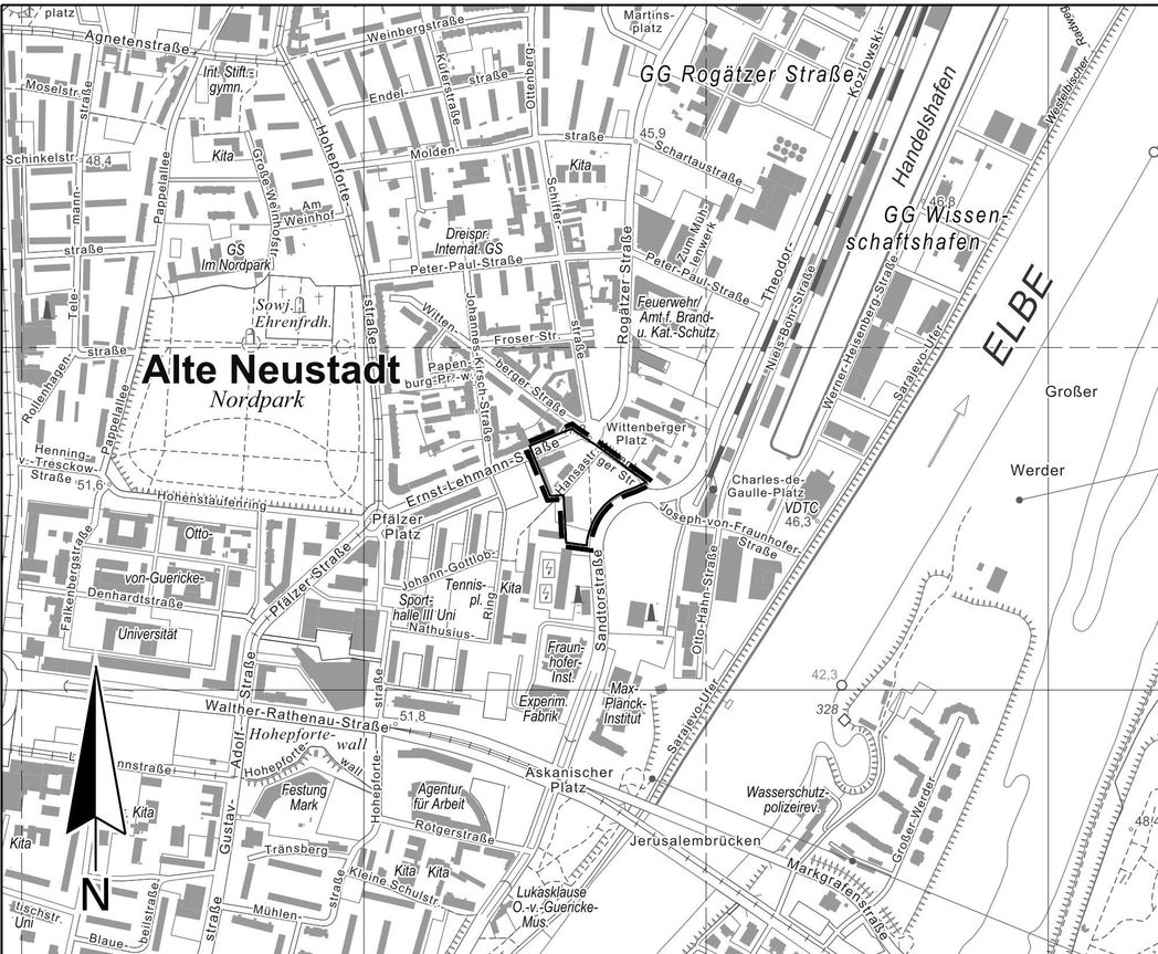 Bild vergrößern: Lage zum B-Plan 178-4E "Hansastraße"
