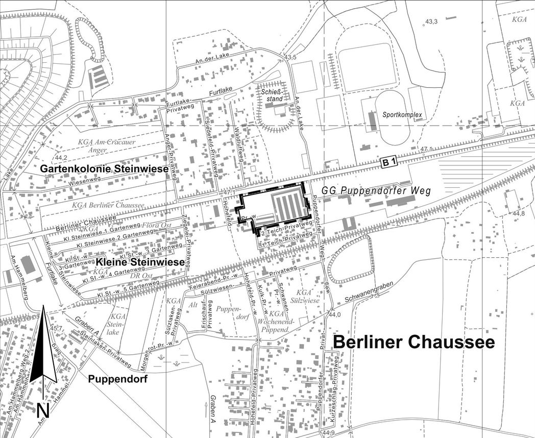 Bild vergrößern: Lage zum B-Plan Nr. 256-4 "Puppendorf / Berliner Chaussee"
