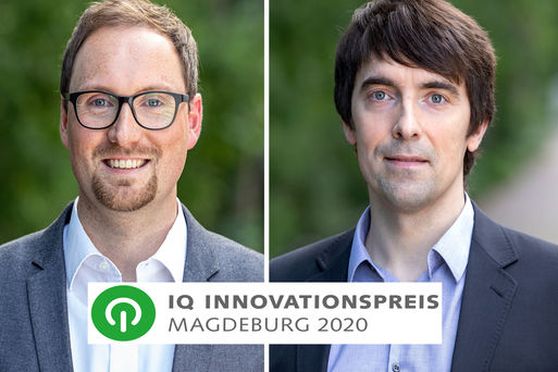 IQ Innovationspreis Magdeburg 2020:  Gründungsprojekt Smela aus Magdeburg, (v.l.n.r.) Oleksandr Tyshakin, Benjamin Horn  © Tom Schulze