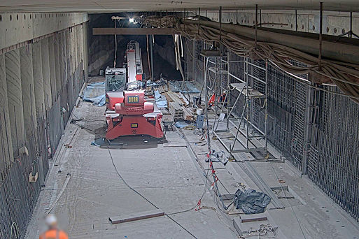 Blick Webcam im Tunnel der Magdeburger Großbaustelle EÜ ER