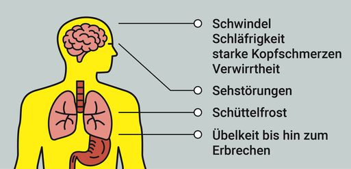 Bild vergrößern: Symptome einer CO-Vergiftung