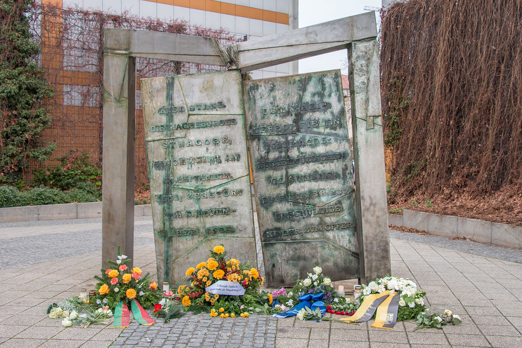 Denkmal der ehemaligen Synagoge zum Pogromgedenken 2020 