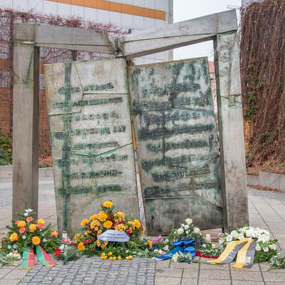 Denkmal der ehemaligen Synagoge zum Pogromgedenken 2020 