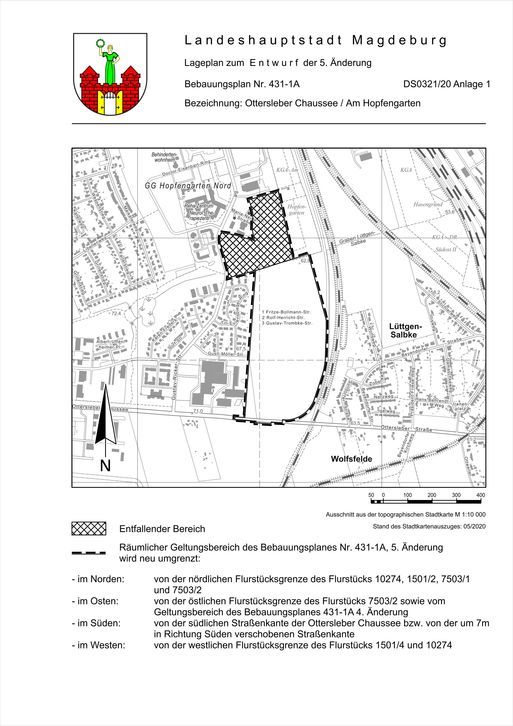 Bild vergrößern: Lage zur 5. Änderung des Bebauungsplanes Nr. 431-1A