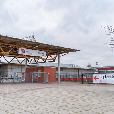 Das Magdeburger Impfzentrum auf dem Messegelände