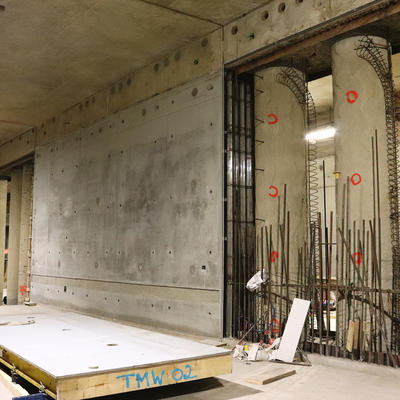 Erste hergestellte Mittelwand im Tunnel, 01/2021