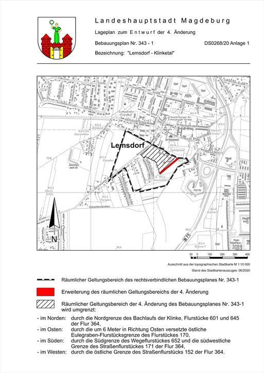 Bild vergrößern: Lage zum Bebauungsplan Nr. 343-1/4. Änderung