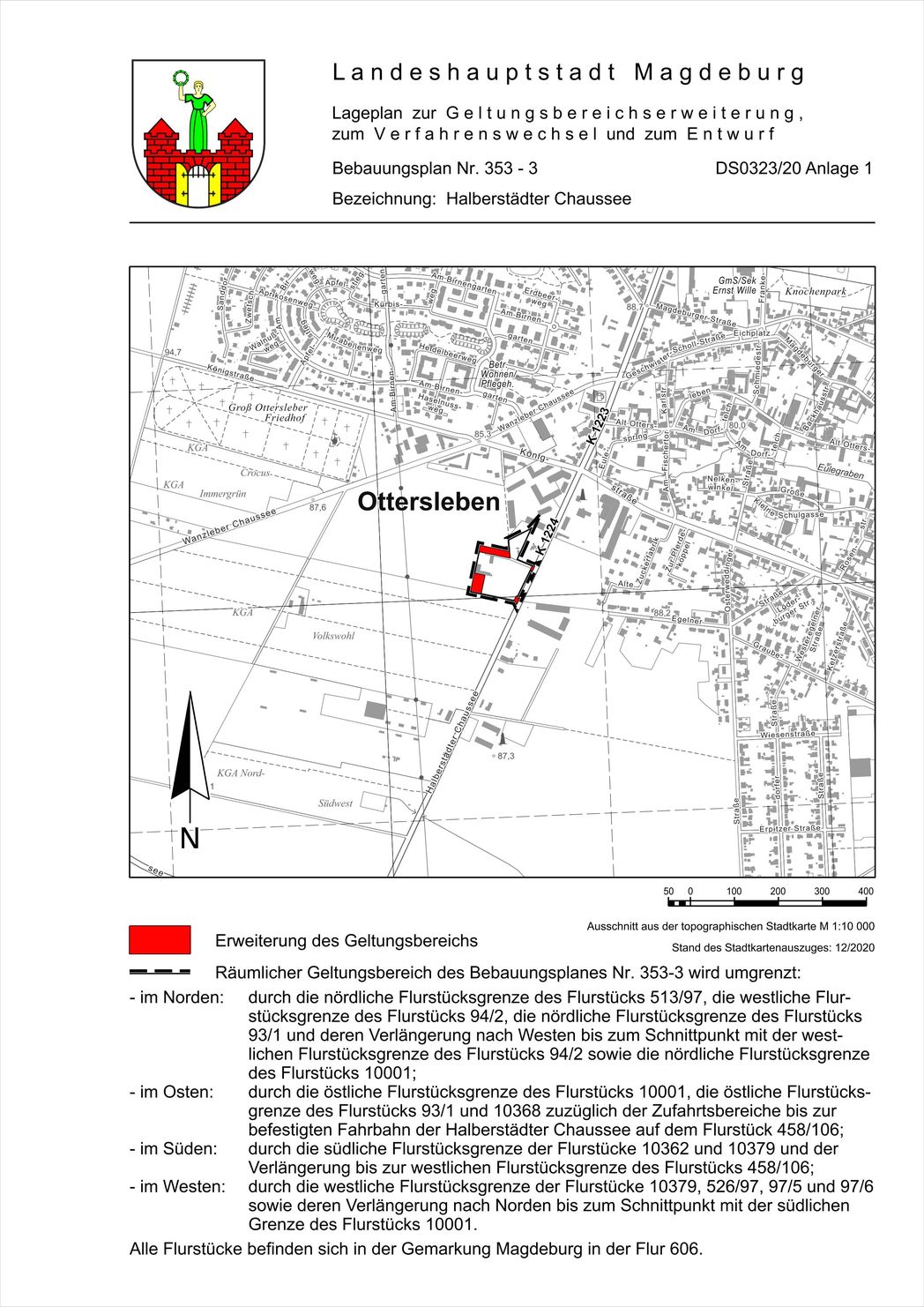 Bild vergrößern: Lage zum Bebauungsplan Nr. 353-3 "Halberstädter Chaussee"