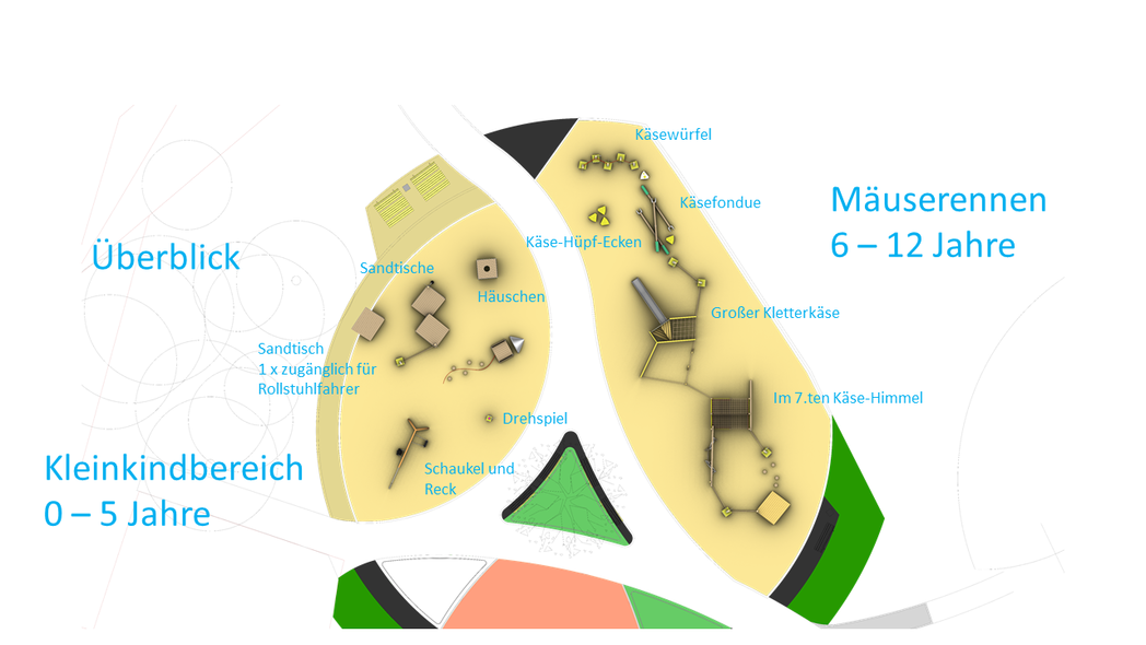 Überblick-Karte und Visualisierung des Spielplatzes Käseglocke in Magdeburg