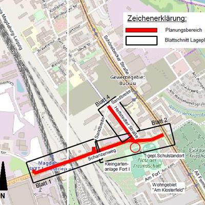 Vorplanung Schanzenweg/Hettstedter Straße - Auszug - Übersichtskarte