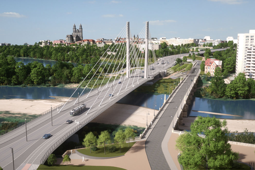 Strombrückenzug Visualisierung © Bauwerksentwürfe Leonhardt, Andrä und Partner sowie AI.STUDIO GmbH Visualisierungen