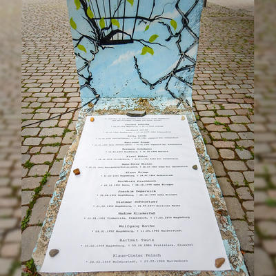 Vorschlag der Gedenktafel zu den Magdeburger Maueropfern