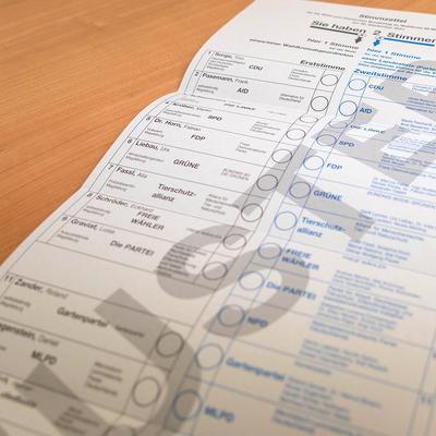 Muster eines Stimmzettels für die Bundestagswahl 2021