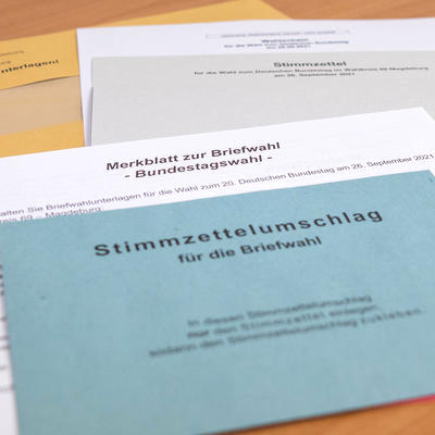 Stimmzettelumschlag für die Briefwahl zur Bundestagswahl 2021