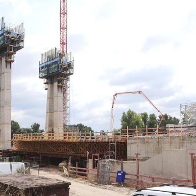 Widerlager der Westseite der neuen Pylonbrücke Magdeburg