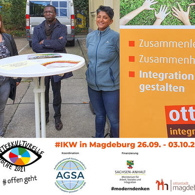 Beirat für Integration und Migration Magdeburg an einem Infostand
