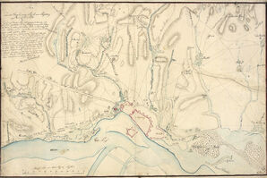 Bild vergrößern: Gewässerlandschaft und Wegenetz in der Umgebung von Magdeburg, um 1770