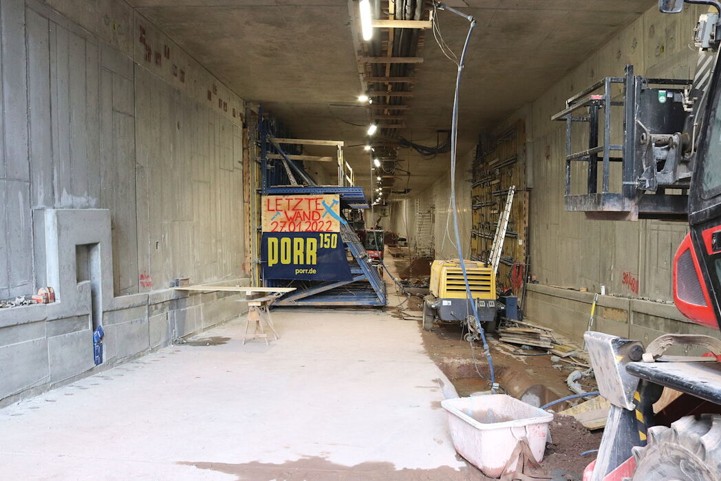 Die letzte Tunnelwand wurde am 27. Januar 2022 betoniert. 01/22