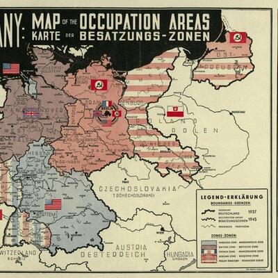 Karte der Besatzungszonen nach dem Zweiten Weltkrieg