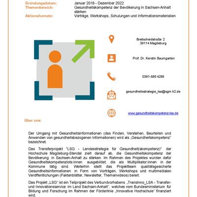 Steckbrief Landesstrategie fr Gesundheit(skompetenz)