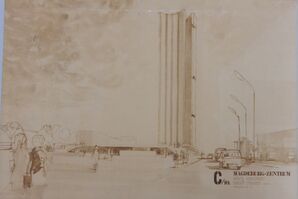 Bild vergrößern: Gezeichnete Entwürfe zur Bebauung des Zentralen Platzes, um 1969