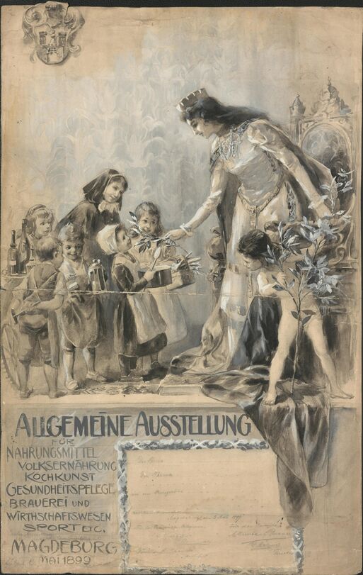 Bild vergrößern: Plakatentwurf Allgemeine Ausstellung Magdeburg, 1899