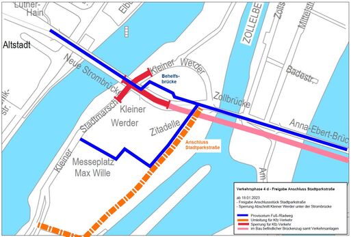 Bild vergrößern: Verkehrsphase 4d - Anschluss Stadtparkstraße, Stand: 16.01.2023