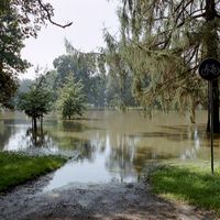 Überflutete Parkanlagen