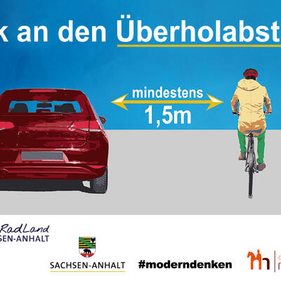 Hinweis zum Überholabstand zwischen Auto und Radfahrenden