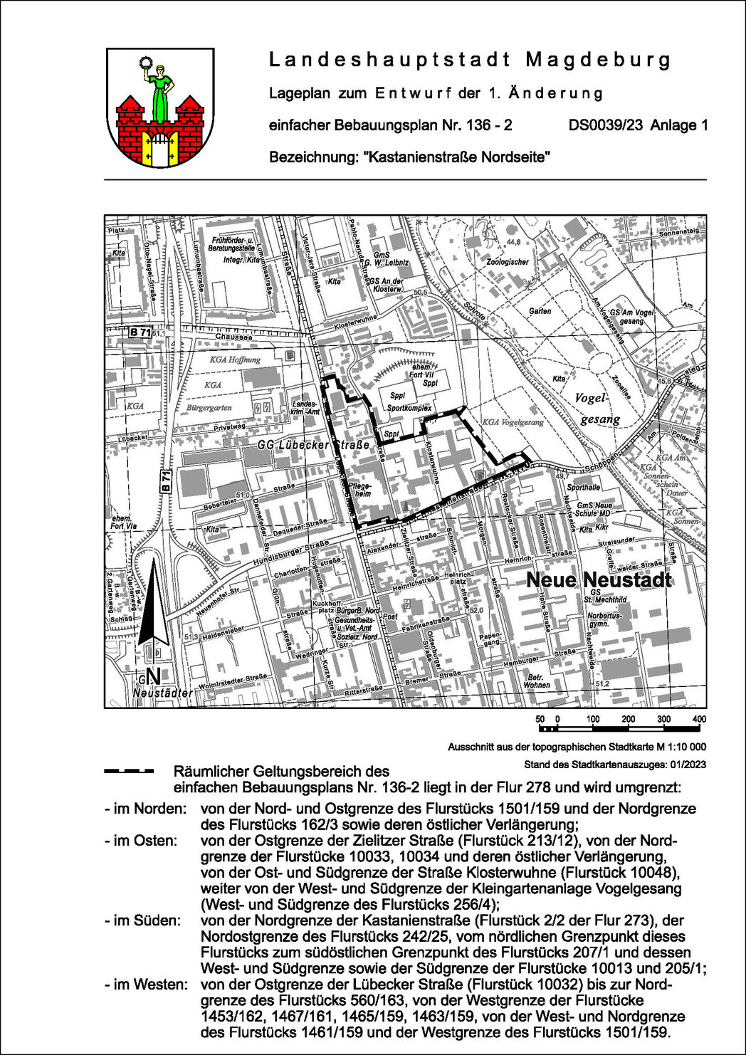 Bild vergrößern: Lageplan zur Auslegung 136-2 Kastanienstrasse Nordseite
