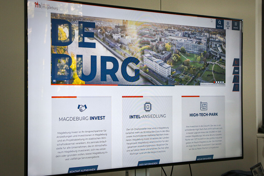 Bild vergrößern: Internetseite invest.magdeburg.de zur Intel-Ansiedlung und High-Tech-Park