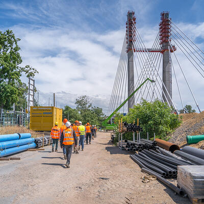 Baustellenführung an der Pylonbrücke