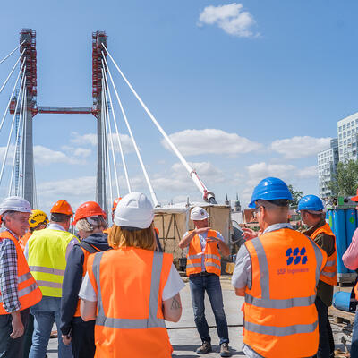 Baustellenführung auf der Pylonbrücke
