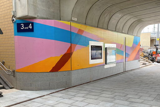 Gestaltung der südlichen Brücken-Widerlager Hauptbahnhof Magdeburg