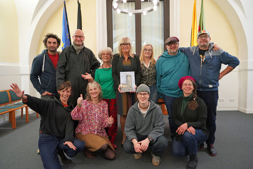 Bild vergrößern: Oberbrgermeisterin Borris hat heute Knstler*innen aus Le Havre im Rathaus empfangen